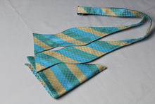 Load image into Gallery viewer, Teal Stripe Self Bow-tie
